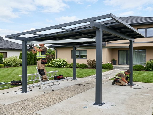 Montage eines Aluminium-Carports in Lohfelden